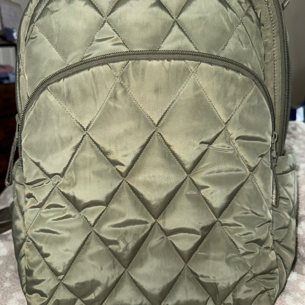 Quilted Olive Green Women’s backpack/ diaper bag